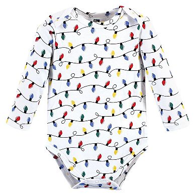Hudson Baby Unisex Baby Cotton Long-Sleeve Bodysuits, Christmoose, 0-3 Months