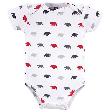 Hudson Baby Cotton Bodysuits 5pk, Baby Bear