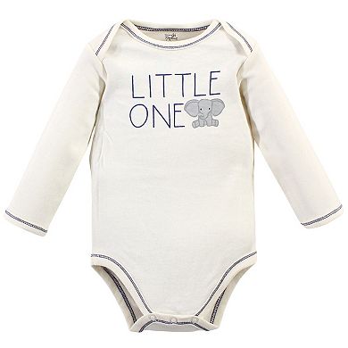 Touched by Nature Organic Cotton Long-Sleeve Bodysuits 5pk, Blue Elephant
