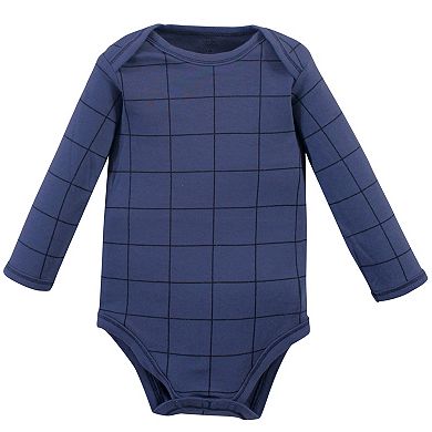 Touched by Nature Organic Cotton Long-Sleeve Bodysuits 5pk, Blue Elephant