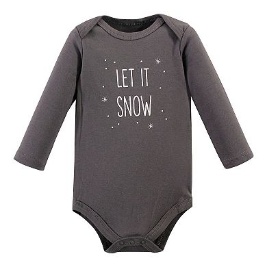 Hudson Baby Unisex Baby Cotton Long-Sleeve Bodysuits, Gray Penguin