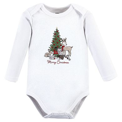 Hudson Baby Unisex Baby Cotton Long-Sleeve Bodysuits, Christmas Forest, 3-6 Months