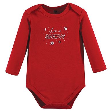 Hudson Baby Unisex Baby Cotton Long-Sleeve Bodysuits, Christmas Forest, 3-6 Months