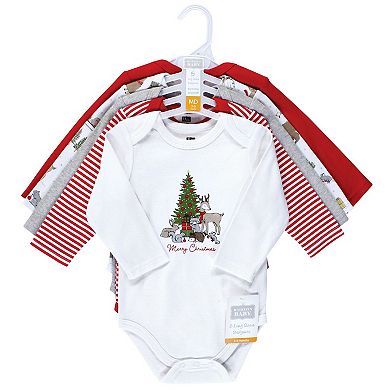Hudson Baby Unisex Baby Cotton Long-Sleeve Bodysuits, Christmas Forest, 3-6 Months