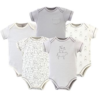 Touched by Nature Organic Cotton Bodysuits 5 pk Farm Friends