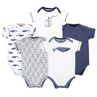 Organic Cotton Bodysuits 5 pk Blue Whale, Preemie