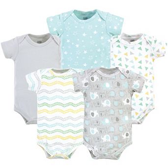 Luvable Friends Cotton Bodysuits 5 pk Unisex Basic Elephant