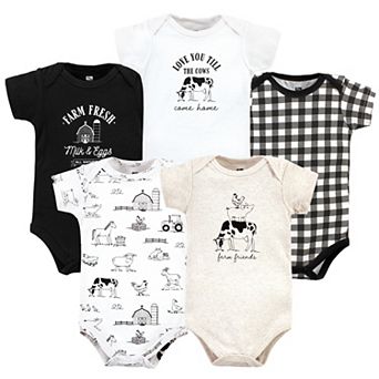Hudson Baby Unisex Baby Cotton Bodysuits, Neutral Farm