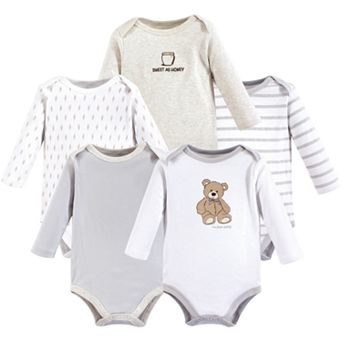Hudson Baby Cotton Long-Sleeve Bodysuits 5 pk Bear