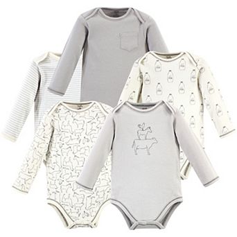 Touched by Nature Organic Cotton Long-Sleeve Bodysuits 5 pk Farm Friends