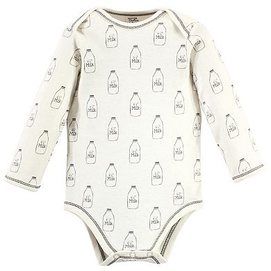 Touched by Nature Organic Cotton Long-Sleeve Bodysuits 5pk, Farm Friends