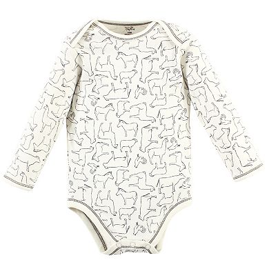Touched by Nature Organic Cotton Long-Sleeve Bodysuits 5pk, Farm Friends