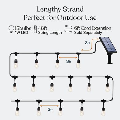 Brightech Ambience Pro 48 Ft. Outdoor Solar Led String Lights With Remote Control