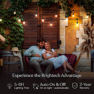 Ambience Pro  Solar Led Commercial Grade String Lights - 15 Bulbs, 1w, 48 Ft, 3000k
