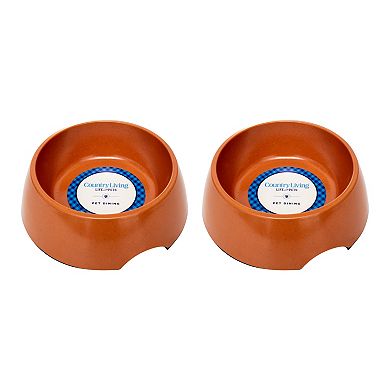 Country Living Set Of 2 Natural Fiber Dog Bowls Teal/32oz