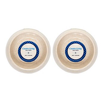 Country Living Set Of 2 Natural Fiber Dog Bowls White Swan/32oz