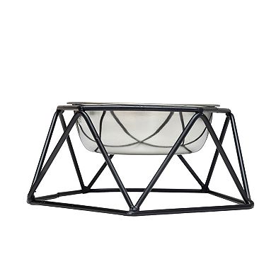 Country Living Eco-friendly Elevated Geometric Single Dog Bowl Feeder