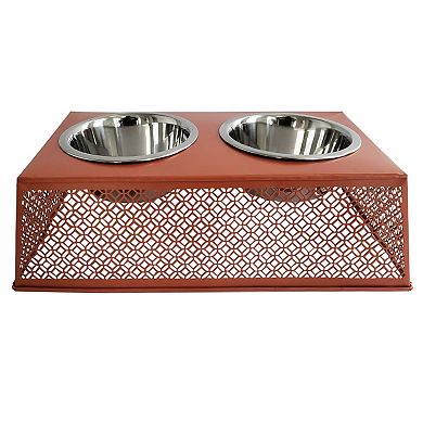 Country Living Elevated Dog Feeder with 2 Stainless Steel Bowls - Blue