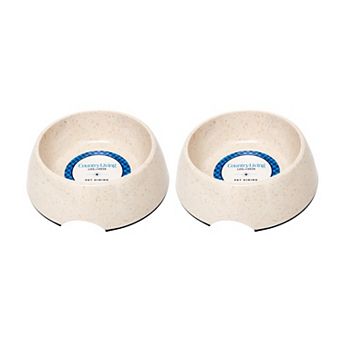 Country Living Set Of 2 Natural Fiber Dog Bowls Teal/64oz