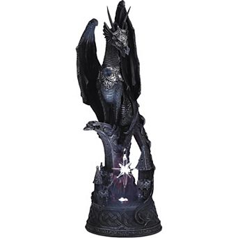 FC Design 12"H LED Black Dragon Standing on Castle Statue Fantasy Decoration Figurine Sculpture Home Room Decor