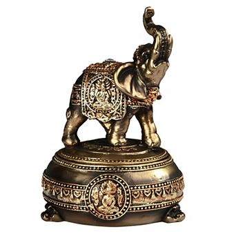 FC Design 7"H Thai Elephant Gold Trinket Box Home Room Decor