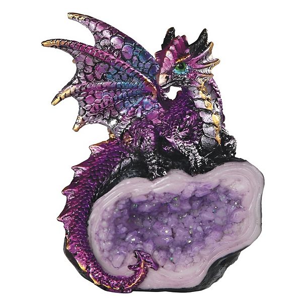 FC Design 4"H Purple Dragon Guarding Faux Crystal Cave Statue Fantasy ...