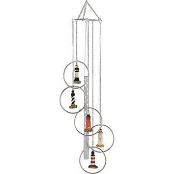 FC Design 24" Long 5-Ring Polyresin Lighthouse Wind Chime Perfect Gifts for Holiday Patio Garden Decor