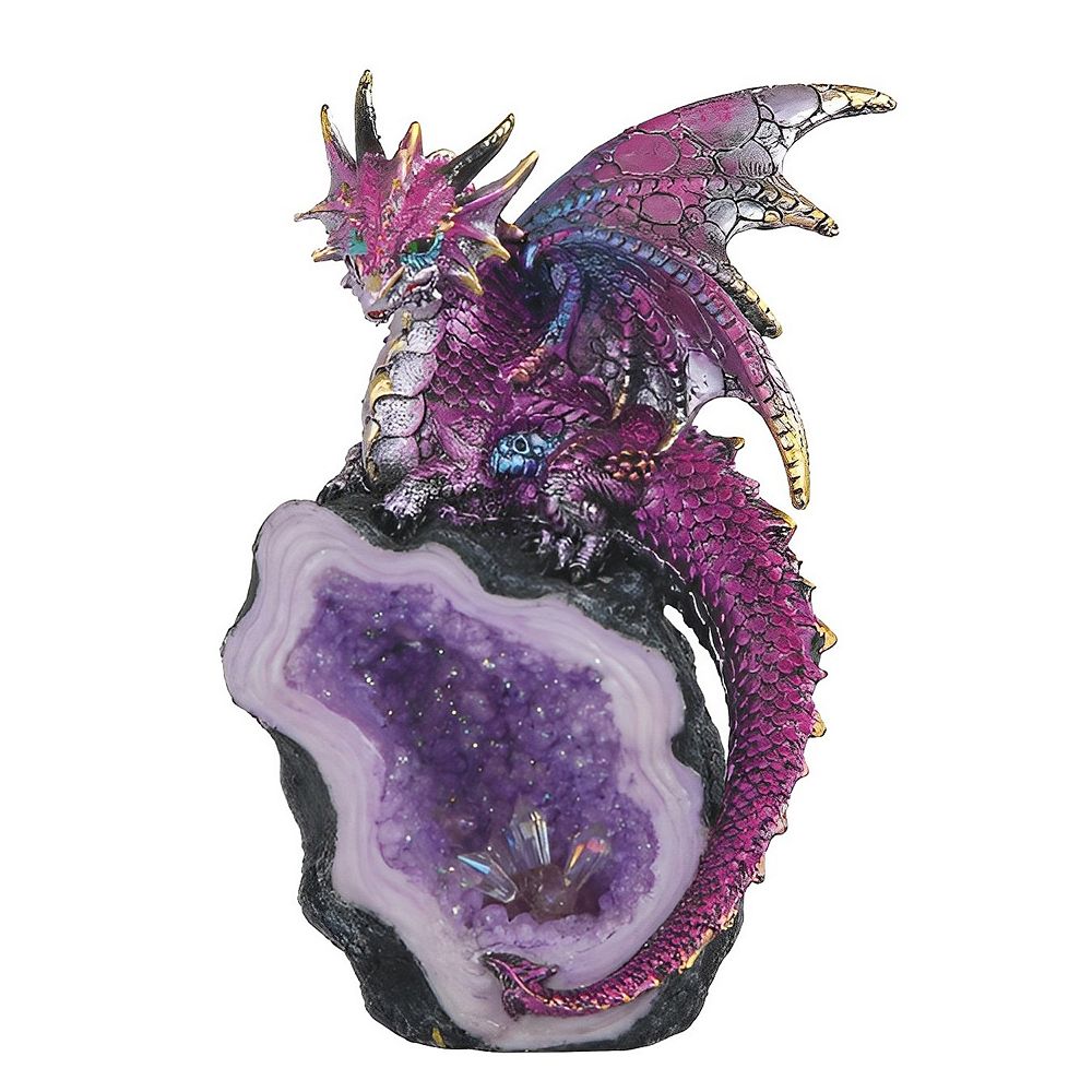FC Design 8"H Purple Dragon Guarding Faux Crystal Cave Statue Fantasy ...
