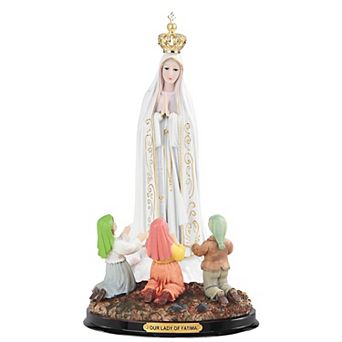 FC Design 16"H Our Lady of Fatima with Children Prayer Statue Our Lady of The Holy Rosary Fatima Holy Figurine Religious Decoration Sculpture Home Room Decor
