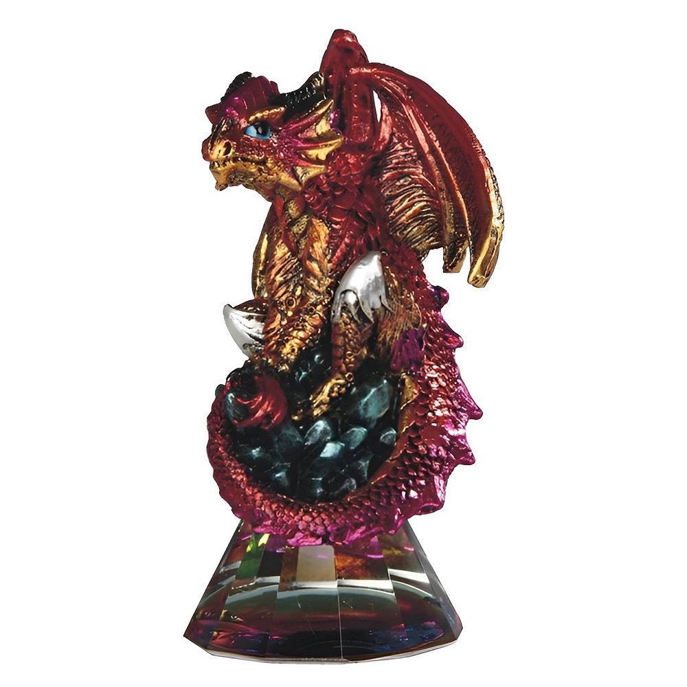 FC Design 4.75"H Red Volcano Dragon Sitting on Grystal Glass Statue ...