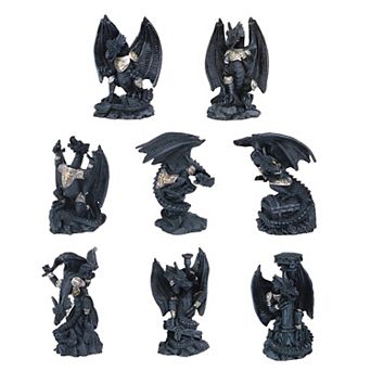 FC Design 8 pc Medieval Mini Black Dragons 3"H Fantasy Decoration Figurine Set Home Room Decor