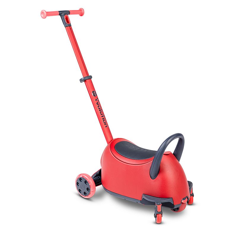 Yvolution Y Glider Luna 5-in-1 Push Ride-On to Folding 3-Wheel Scooter, Red