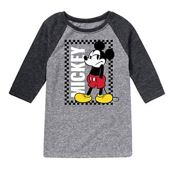 Disney's Mickey Mouse Boys 8-20 Checker Raglan Graphic Tee