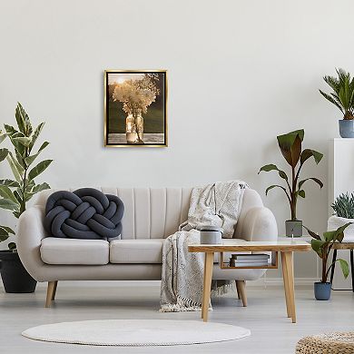 Stupell Home Decor Summer Daisy Jar Gold Finish Framed Wall Art