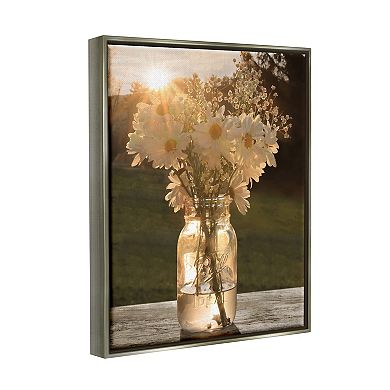 Stupell Home Decor Summer Daisy Jar Silver Finish Framed Wall Art
