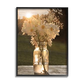 Stupell Home Decor Summer Daisy Jar Black Finish Framed Wall Art