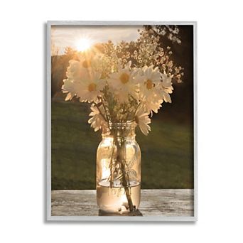 Stupell Home Decor Summer Daisy Jar Farmhouse Framed Wall Art