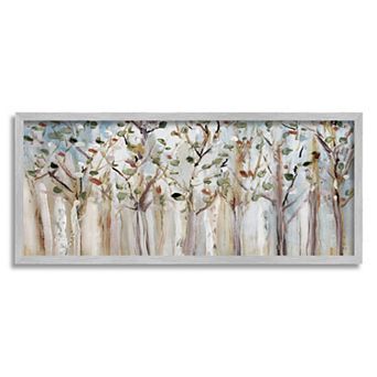 Stupell Home Decor Abstract Birch Trees Silver Finish Framed Wall Art