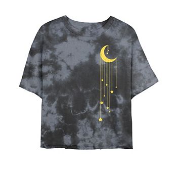 Juniors' Stars Hanging On The Moon Cropped Graphic Tee