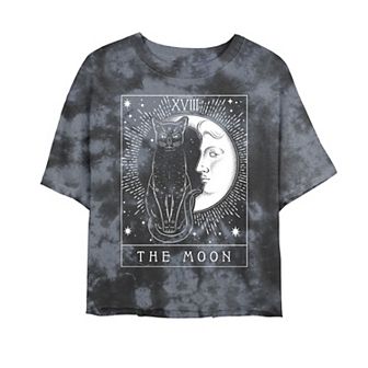 Juniors' Tarot Card Crescent Moon And Cat Tee