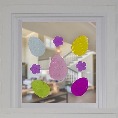 Yellow and Purple Easter Egg Spring Gel Window Clings