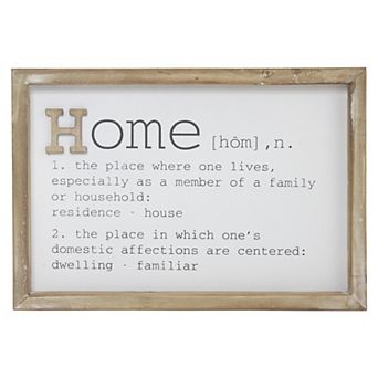 12.5" Wooden Framed Definition of "Home" Plaque Wall Decor