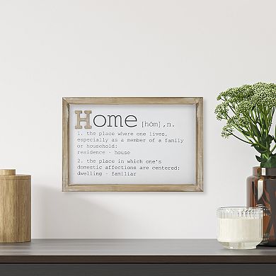 12.5" Wooden Framed Definition of "Home" Plaque Wall Decor