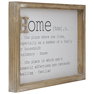 12.5" Wooden Framed Definition of "Home" Plaque Wall Decor
