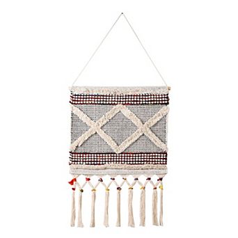 Boho Chindi Textured Geometric Woven Cotton Wall Hanging Tapestry 35" x 19.5"
