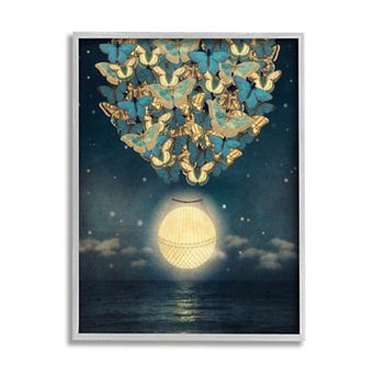 Stupell Home Decor Butterfly Balloon Moon Framed Wall Art