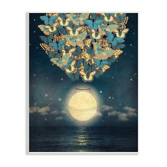 Stupell Home Decor Butterfly Balloon Moon Plaque Wall Art