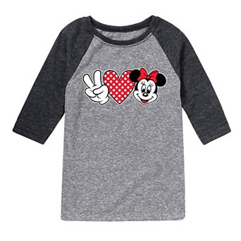 Disney's Boys 8-20 Peace Love Minnie Raglan Tee