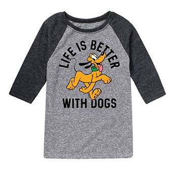 Disney's Boys 8-20 Pluto With Dogs Raglan Tee