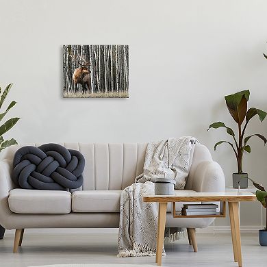 Stupell Home Decor Elk Birch Trees Canvas Wall Art